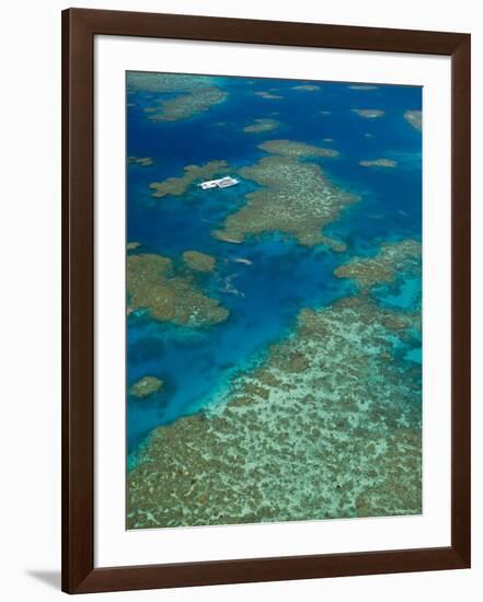 Australia, Queensland, North Coast, Cairns Area, Great Barrier Reef, Aerial View of Moore Reef-Walter Bibikow-Framed Photographic Print