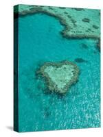 Australia, Queensland, Whitsunday Coast, Great Barrier Reef, Heart Reef, Aerial View-Walter Bibikow-Stretched Canvas