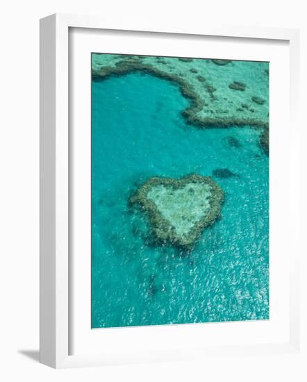 Australia, Queensland, Whitsunday Coast, Great Barrier Reef, Heart Reef, Aerial View-Walter Bibikow-Framed Photographic Print