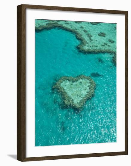 Australia, Queensland, Whitsunday Coast, Great Barrier Reef, Heart Reef, Aerial View-Walter Bibikow-Framed Photographic Print