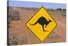 Australia Road Sign Warning of Kangaroos-null-Stretched Canvas