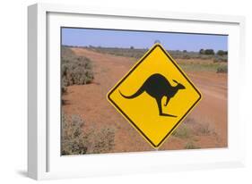 Australia Road Sign Warning of Kangaroos-null-Framed Photographic Print