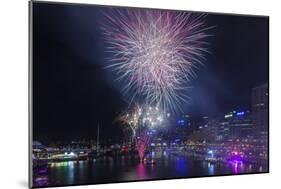 Australia, Sydney, Darling Harbor, Fireworks-Walter Bibikow-Mounted Photographic Print