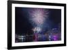 Australia, Sydney, Darling Harbor, Fireworks-Walter Bibikow-Framed Photographic Print