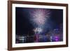 Australia, Sydney, Darling Harbor, Fireworks-Walter Bibikow-Framed Photographic Print