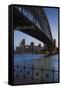 Australia, Sydney Harbor Bridge and Skyline from Milsons Point-Walter Bibikow-Framed Stretched Canvas