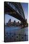 Australia, Sydney Harbor Bridge and Skyline from Milsons Point-Walter Bibikow-Stretched Canvas