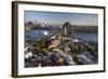 Australia, Sydney Harbor Bridge, Elevated View, Dawn-Walter Bibikow-Framed Photographic Print