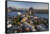 Australia, Sydney Harbor Bridge, Elevated View, Dawn-Walter Bibikow-Framed Stretched Canvas