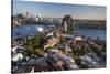 Australia, Sydney Harbor Bridge, Elevated View, Dawn-Walter Bibikow-Stretched Canvas