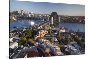 Australia, Sydney Harbor Bridge, Elevated View, Dawn-Walter Bibikow-Stretched Canvas