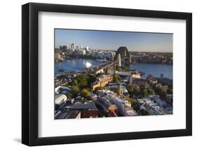 Australia, Sydney Harbor Bridge, Elevated View, Dawn-Walter Bibikow-Framed Photographic Print