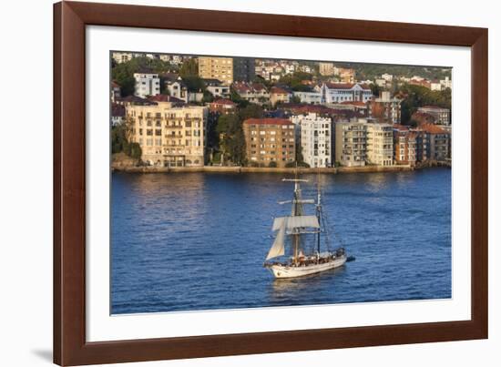 Australia, Sydney Harbor, Elevated View of Sailing Ship-Walter Bibikow-Framed Photographic Print