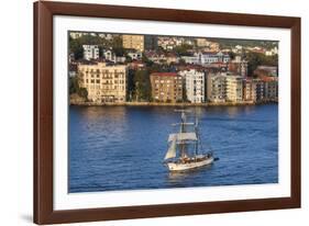 Australia, Sydney Harbor, Elevated View of Sailing Ship-Walter Bibikow-Framed Photographic Print