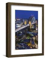 Australia, Sydney, the Rocks Area, Sydney Harbor Bridge at Dusk-Walter Bibikow-Framed Photographic Print