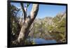 Australia, Tasmania, Cradle Mountain-Lake St Clair NP. Reflected mountains in Crater Lake.-Trish Drury-Framed Photographic Print