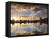 Australia, Tasmania, Hobart; Sunrise over Sandy Bay Marina-Andrew Watson-Framed Stretched Canvas