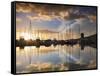 Australia, Tasmania, Hobart; Sunrise over Sandy Bay Marina-Andrew Watson-Framed Stretched Canvas