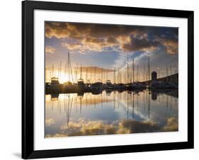 Australia, Tasmania, Hobart; Sunrise over Sandy Bay Marina-Andrew Watson-Framed Photographic Print