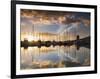 Australia, Tasmania, Hobart; Sunrise over Sandy Bay Marina-Andrew Watson-Framed Photographic Print