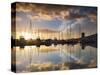 Australia, Tasmania, Hobart; Sunrise over Sandy Bay Marina-Andrew Watson-Stretched Canvas