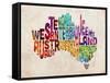 Australia Text Map-Michael Tompsett-Framed Stretched Canvas