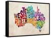 Australia Text Map-Michael Tompsett-Framed Stretched Canvas