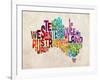 Australia Text Map-Michael Tompsett-Framed Art Print