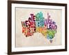 Australia Text Map-Michael Tompsett-Framed Art Print