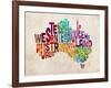 Australia Text Map-Michael Tompsett-Framed Art Print