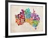 Australia Text Map-Michael Tompsett-Framed Art Print