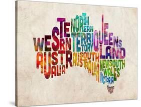 Australia Text Map-Michael Tompsett-Stretched Canvas