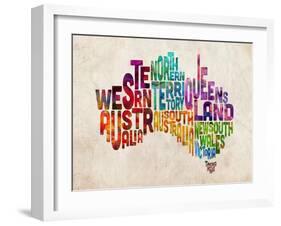 Australia Text Map-Michael Tompsett-Framed Art Print