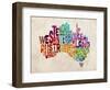 Australia Text Map-Michael Tompsett-Framed Art Print