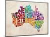 Australia Text Map-Michael Tompsett-Mounted Art Print