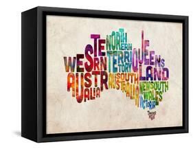 Australia Text Map-Michael Tompsett-Framed Stretched Canvas