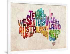 Australia Text Map-Michael Tompsett-Framed Art Print