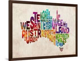 Australia Text Map-Michael Tompsett-Framed Art Print