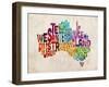 Australia Text Map-Michael Tompsett-Framed Art Print