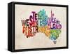 Australia Text Map-Michael Tompsett-Framed Stretched Canvas