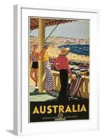 Australia Travel Poster, Beach-null-Framed Art Print