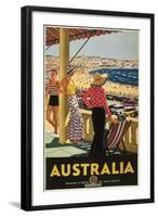 Australia Travel Poster, Beach-null-Framed Art Print