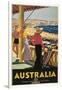 Australia Travel Poster, Beach-null-Framed Art Print