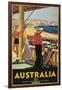 Australia Travel Poster, Beach-null-Framed Art Print