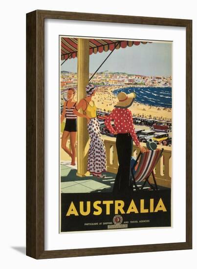 Australia Travel Poster, Beach-null-Framed Art Print