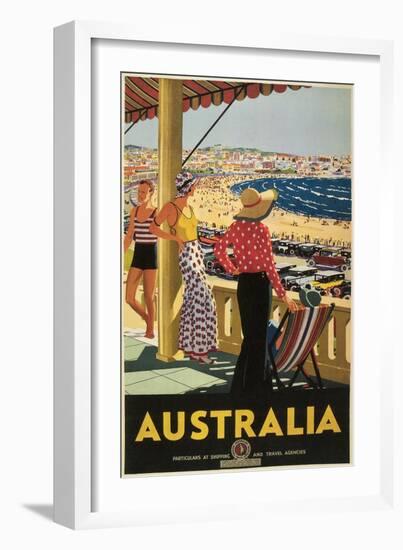 Australia Travel Poster, Beach-null-Framed Art Print