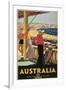 Australia Travel Poster, Beach-null-Framed Art Print