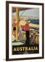 Australia Travel Poster, Beach-null-Framed Art Print