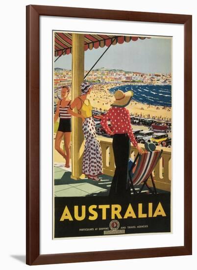 Australia Travel Poster, Beach-null-Framed Art Print