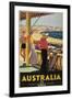 Australia Travel Poster, Beach-null-Framed Art Print